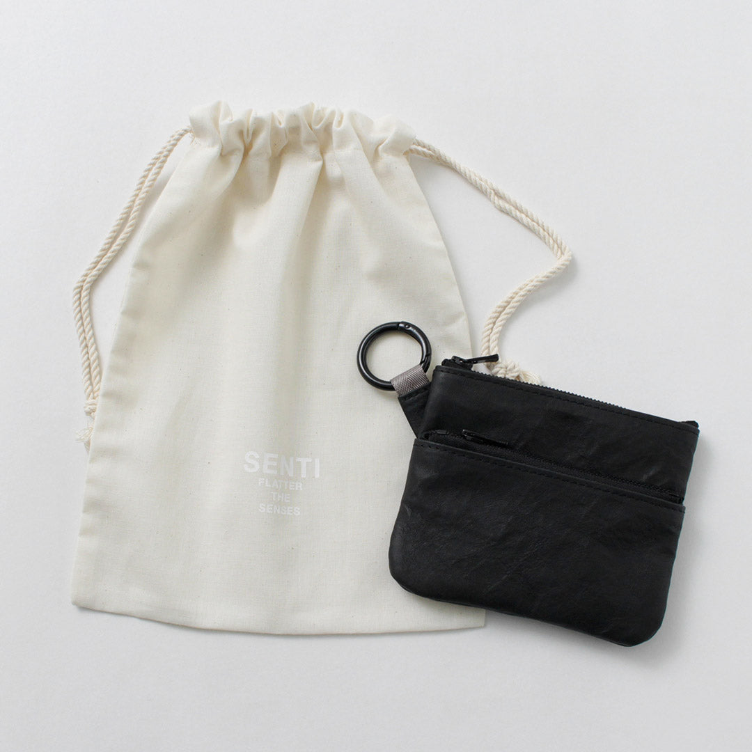 SENTI / Dyneema Leather Double Zipper Pouch