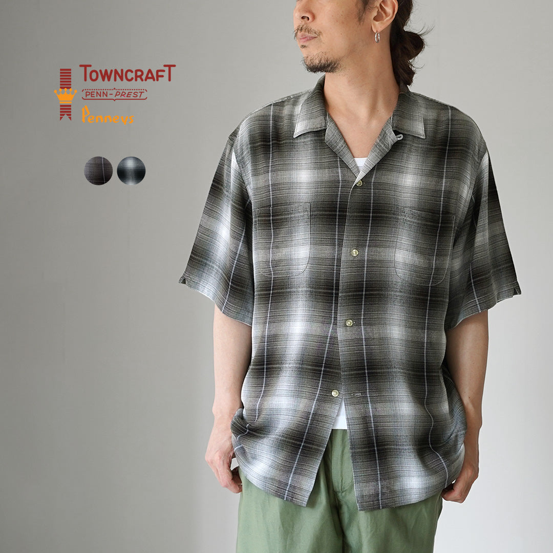 TOWNCRAFT / 60년대 옴브레 레이온 루프 칼라 셔츠