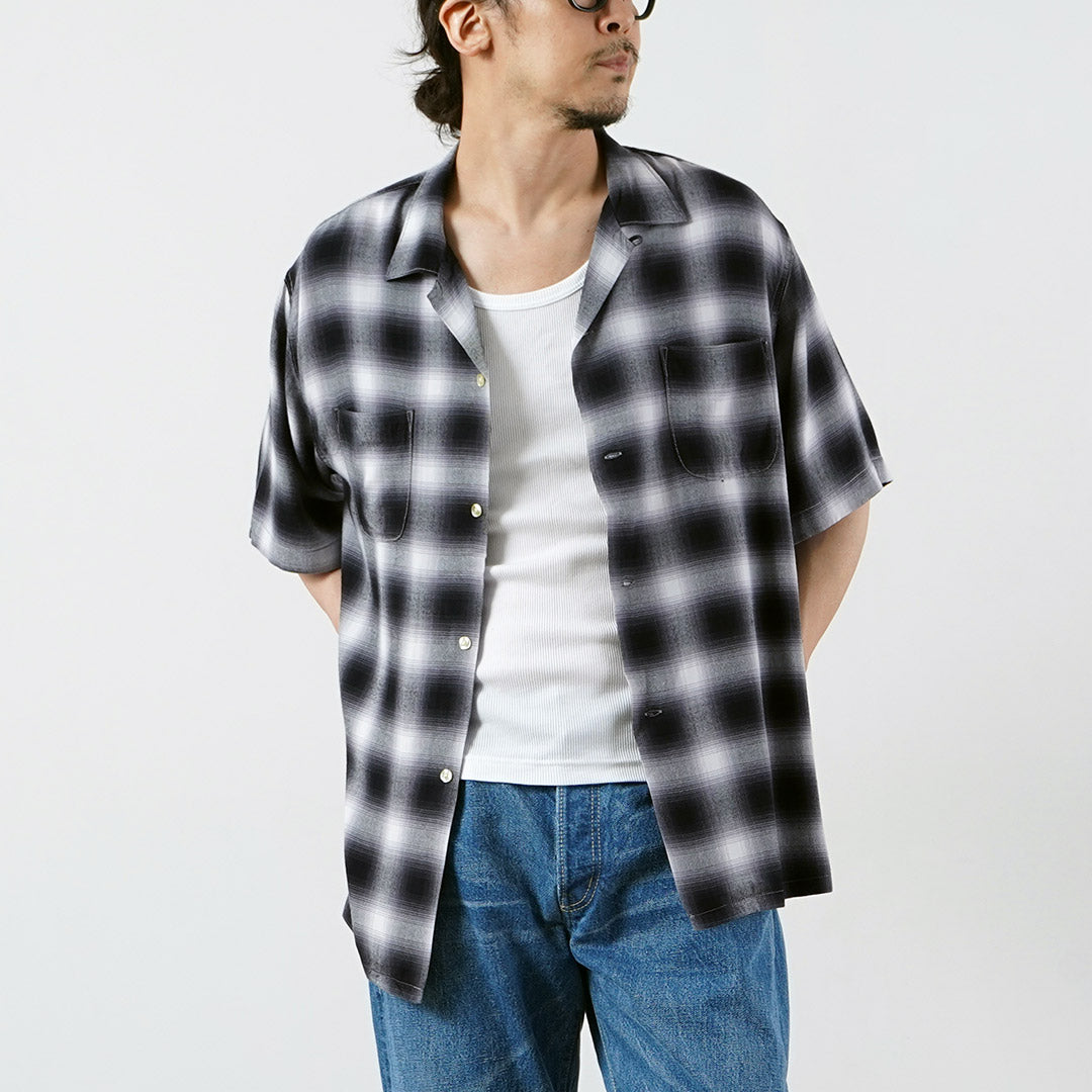 TOWNCRAFT / 60s Ombre Rayon Loop-Collar Shirt