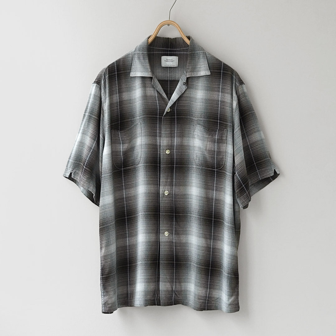 TOWNCRAFT / Chemise à col boucle en rayonne ombrée des années 60