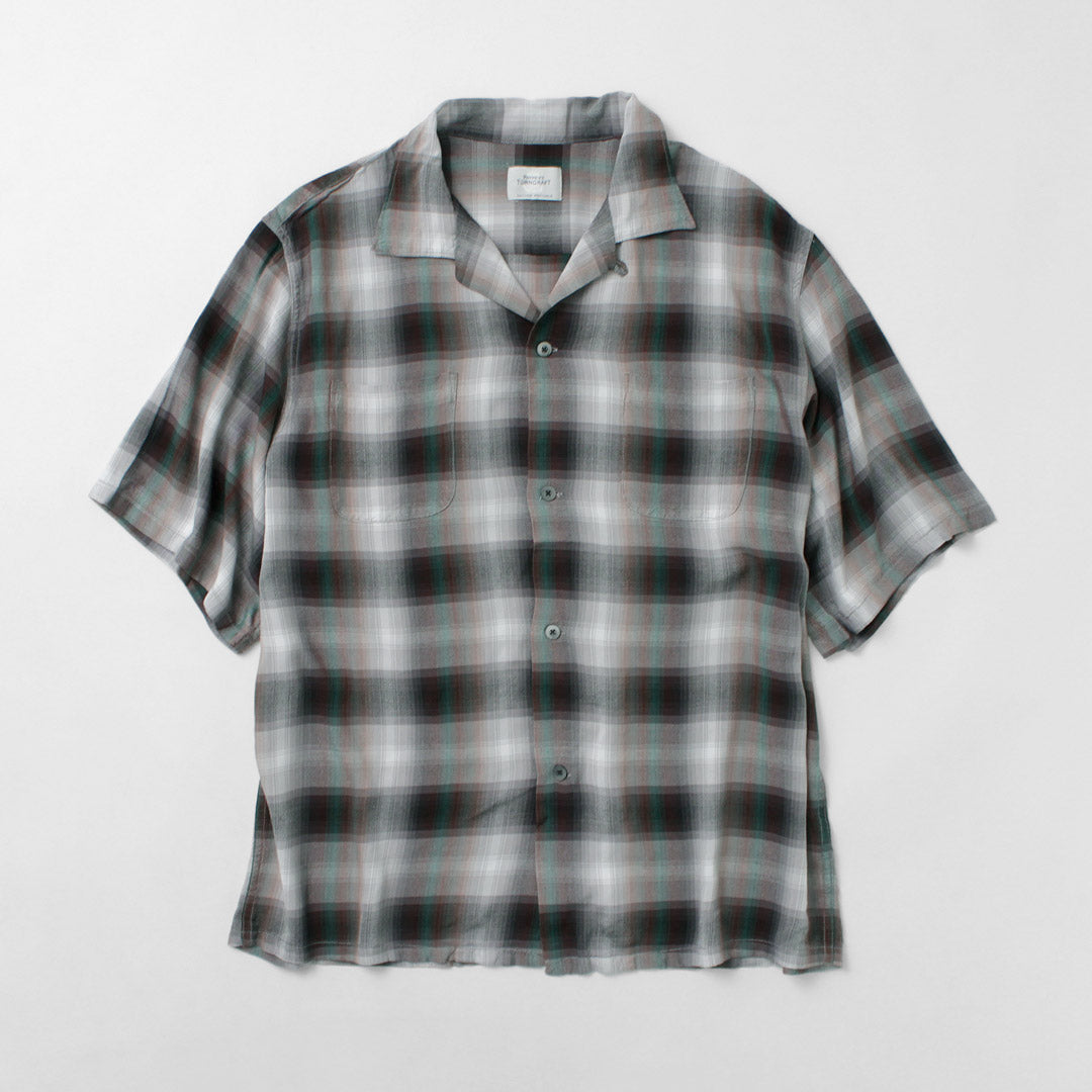 TOWNCRAFT / Chemise à col boucle en rayonne ombrée des années 60