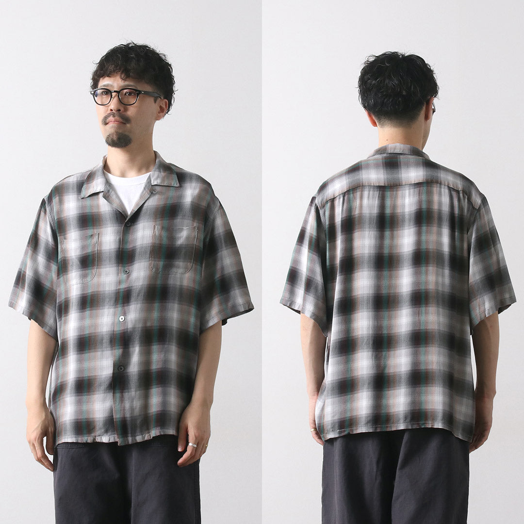 TOWNCRAFT / Camisa años 60 de rayón degradado con cuello lazado
