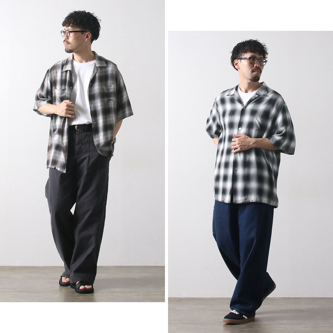 TOWNCRAFT / Camisa años 60 de rayón degradado con cuello lazado