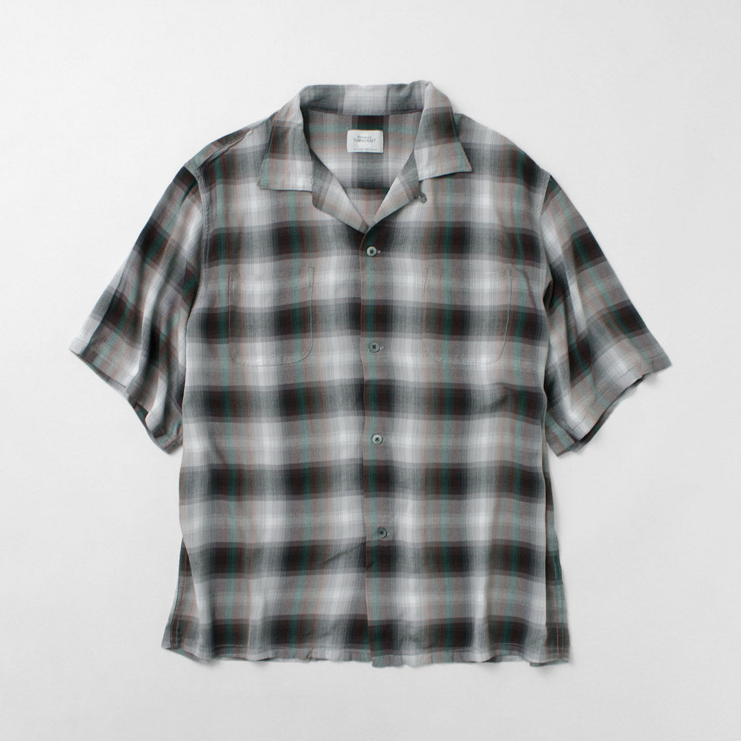 TOWNCRAFT / Camisa años 60 de rayón degradado con cuello lazado