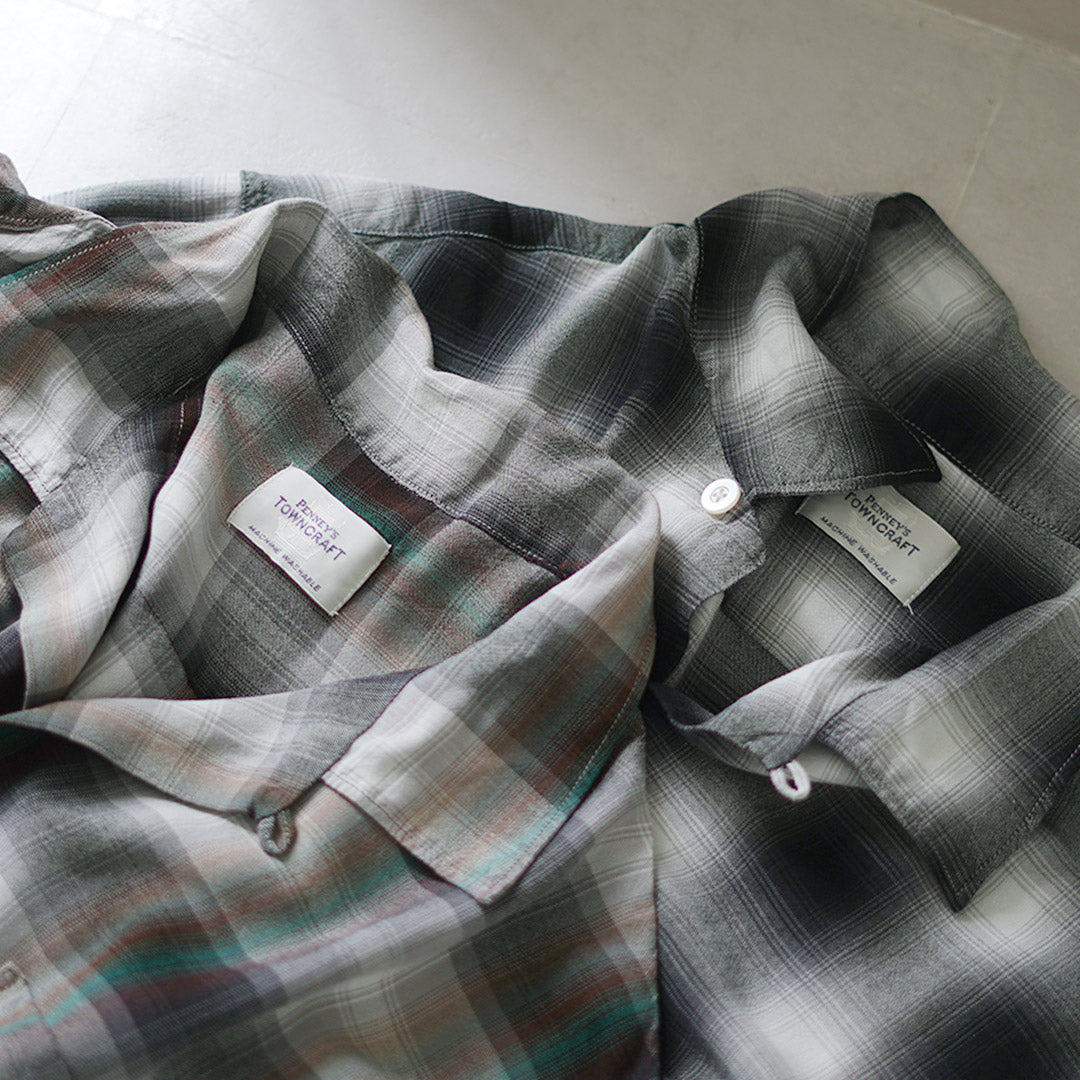 TOWNCRAFT / Camisa años 60 de rayón degradado con cuello lazado