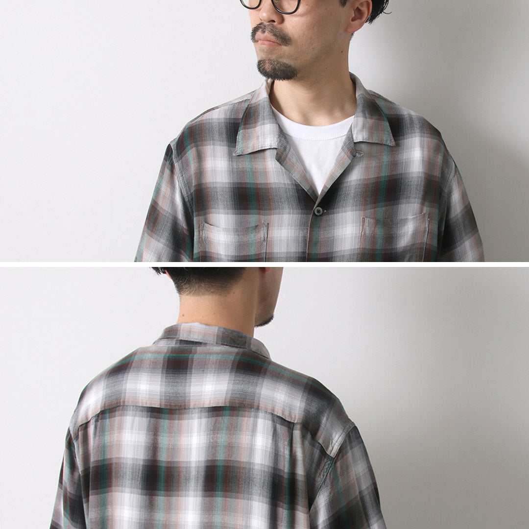 TOWNCRAFT / Camisa años 60 de rayón degradado con cuello lazado