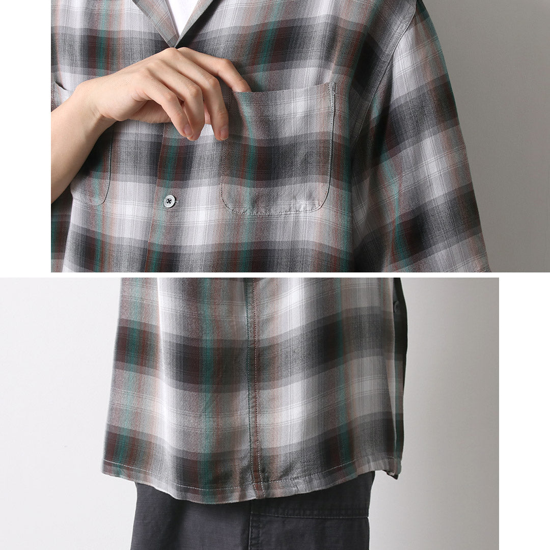 TOWNCRAFT / Camisa años 60 de rayón degradado con cuello lazado