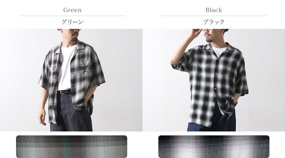 TOWNCRAFT / Camisa años 60 de rayón degradado con cuello lazado