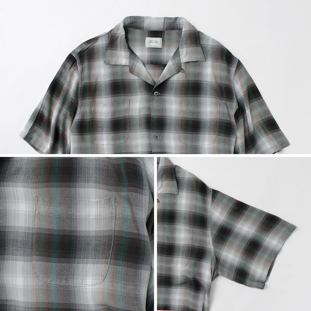 TOWNCRAFT / Camisa años 60 de rayón degradado con cuello lazado