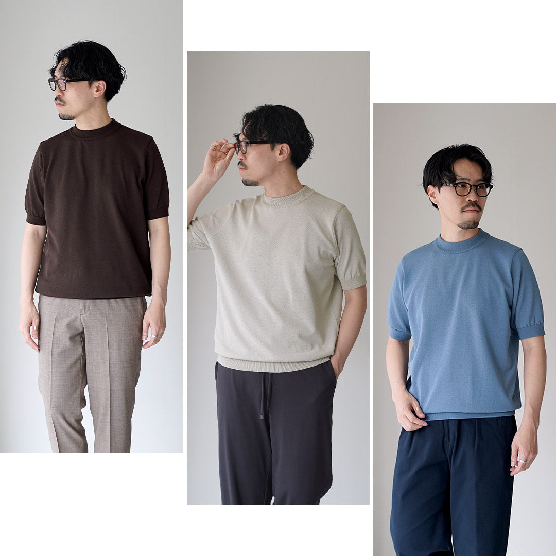 RINASCENTE / Hybrid Washable Mock Neck Knit T-Shirt
