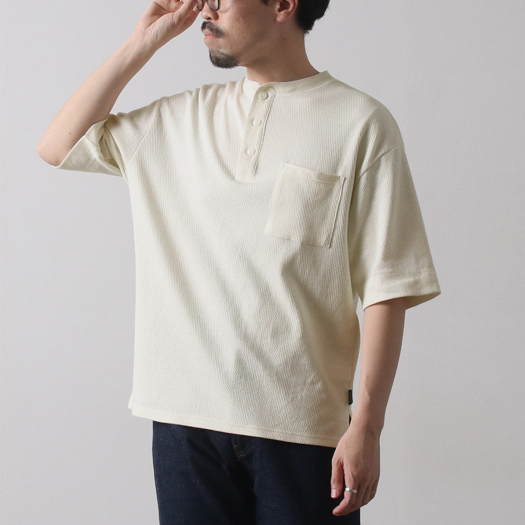 GOHEMP / Multi-Rib Henley Neck Pocket T-Shirt