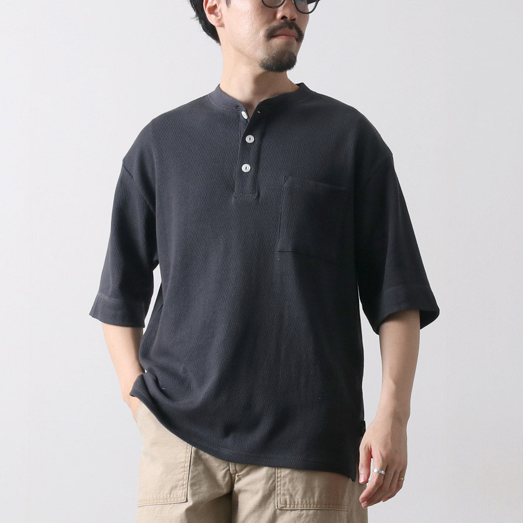 GOHEMP / Multi-Rib Henley Neck Pocket T-Shirt