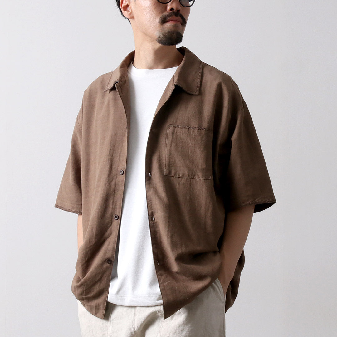 GOHEMP / Hemp Cotton Bamboo Yururi Embroidery Shirt