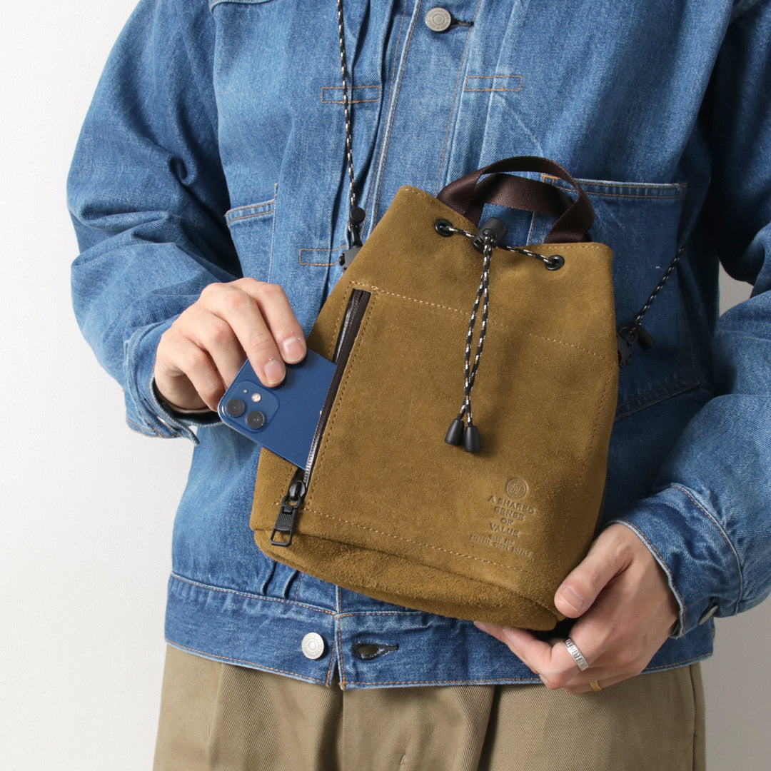 AS2OV / Water-repellent Suede Drawstring Bag