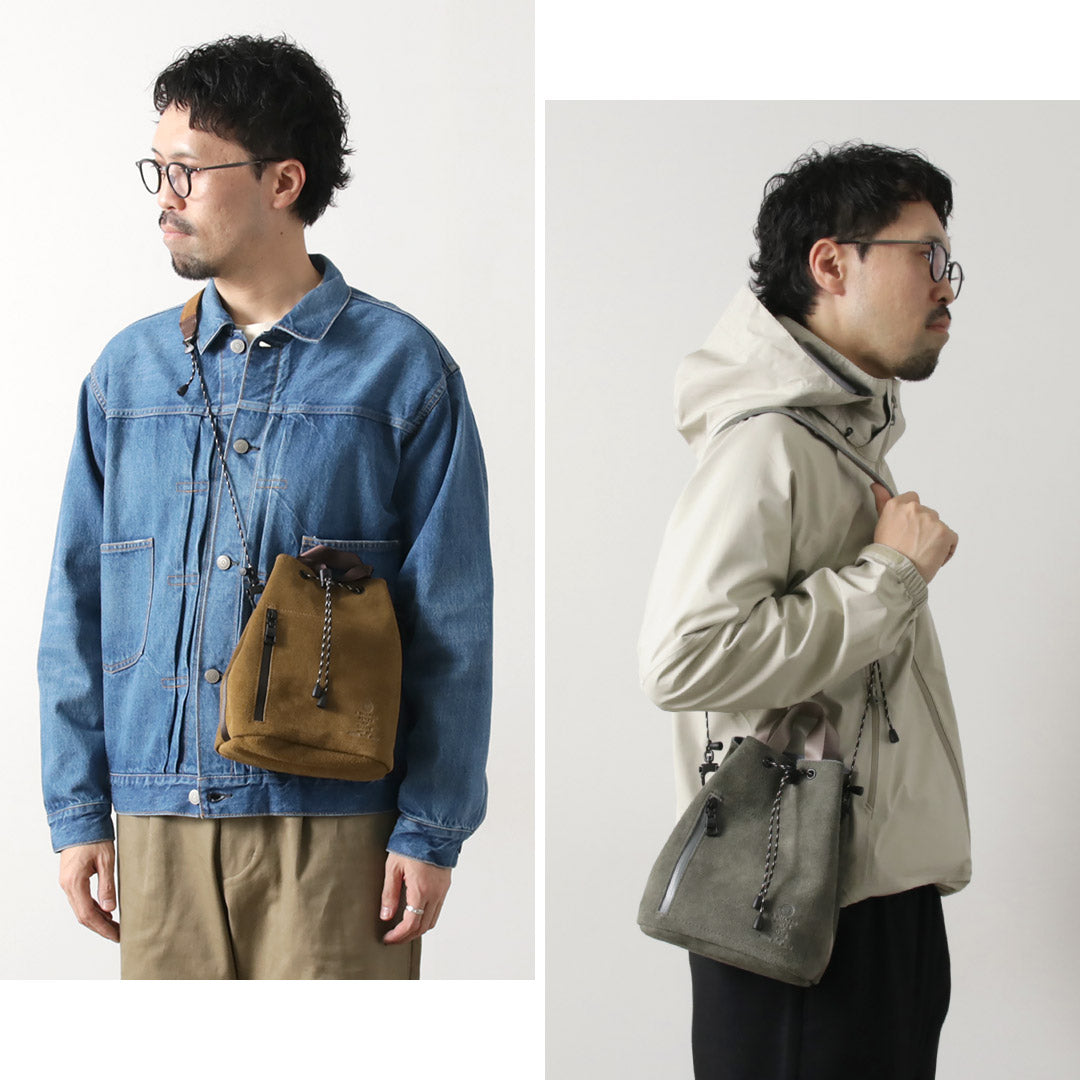 AS2OV / Water-repellent Suede Drawstring Bag