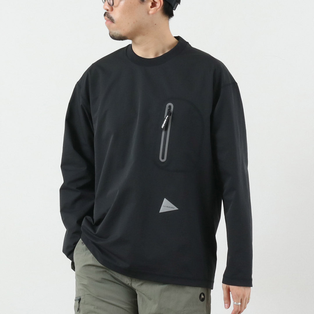 AND WANDER / Hybrid Warm Pocket Long Sleeve T-Shirt