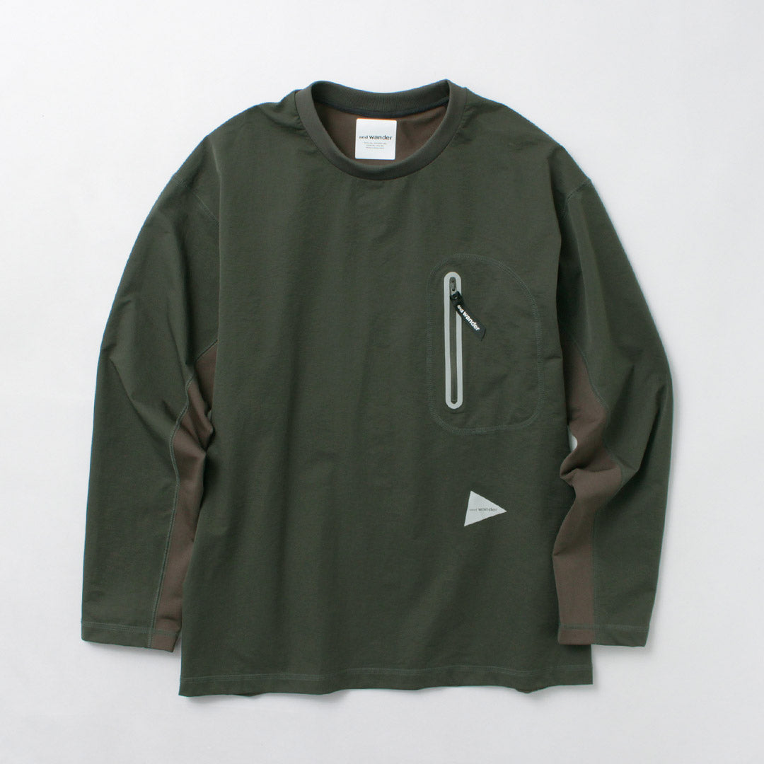 AND WANDER / Hybrid Warm Pocket Long Sleeve T-Shirt