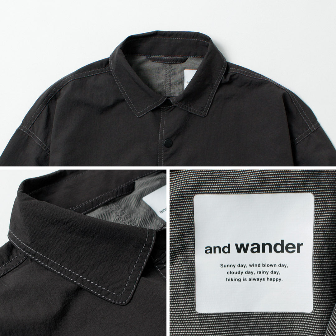 AND WANDER / Crinkle Nylon Shirt Jacket