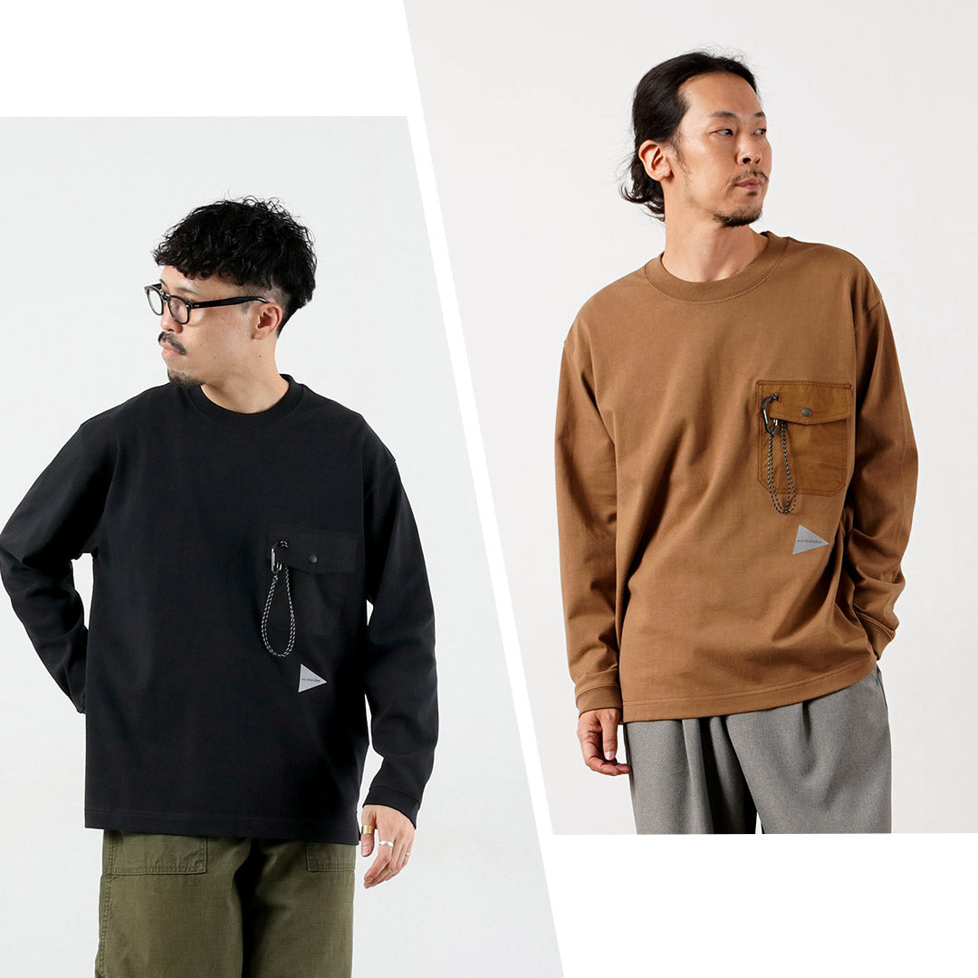 AND WANDER / Heavy Cotton Pocket Long Sleeve T-Shirt