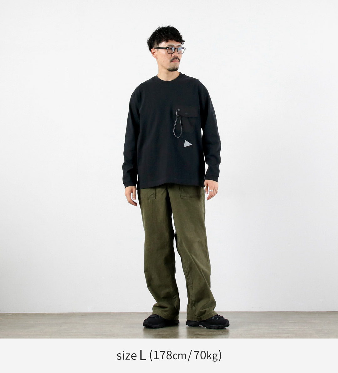 AND WANDER / Heavy Cotton Pocket Long Sleeve T-Shirt