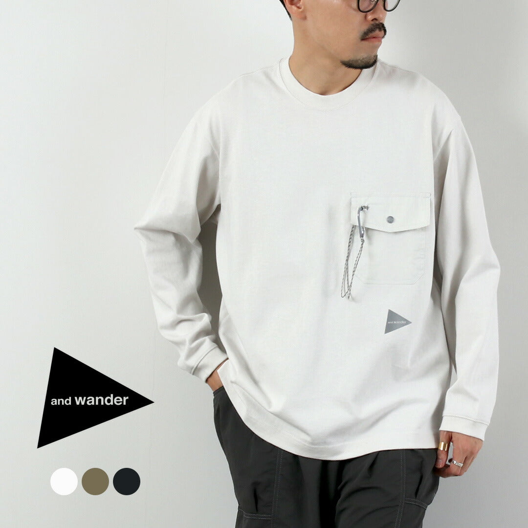 AND WANDER / Heavy Cotton Pocket Long Sleeve T-Shirt