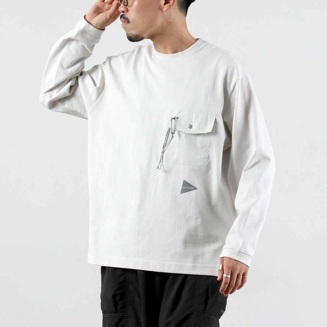 AND WANDER / Heavy Cotton Pocket Long Sleeve T-Shirt