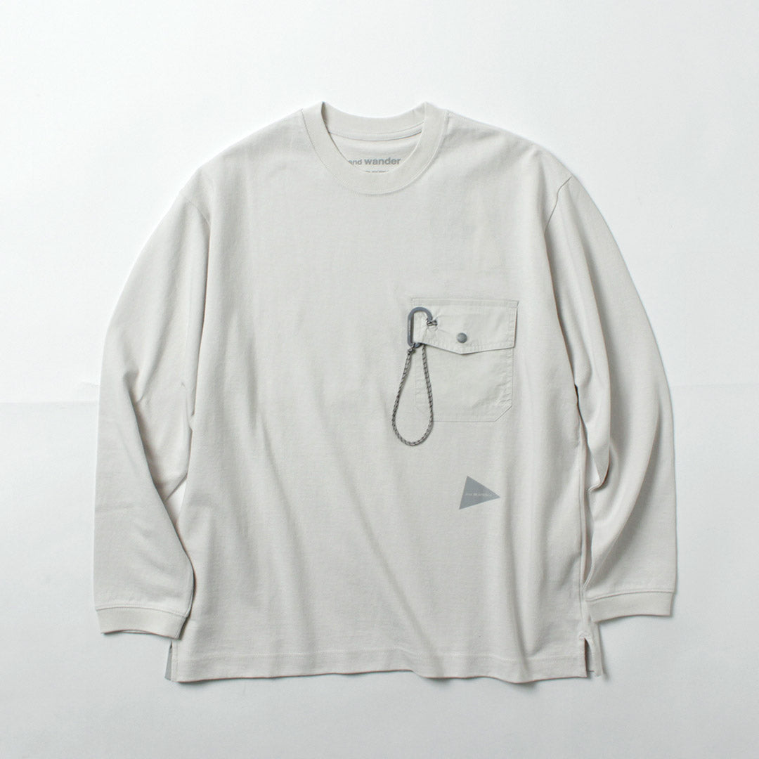 AND WANDER / Heavy Cotton Pocket Long Sleeve T-Shirt