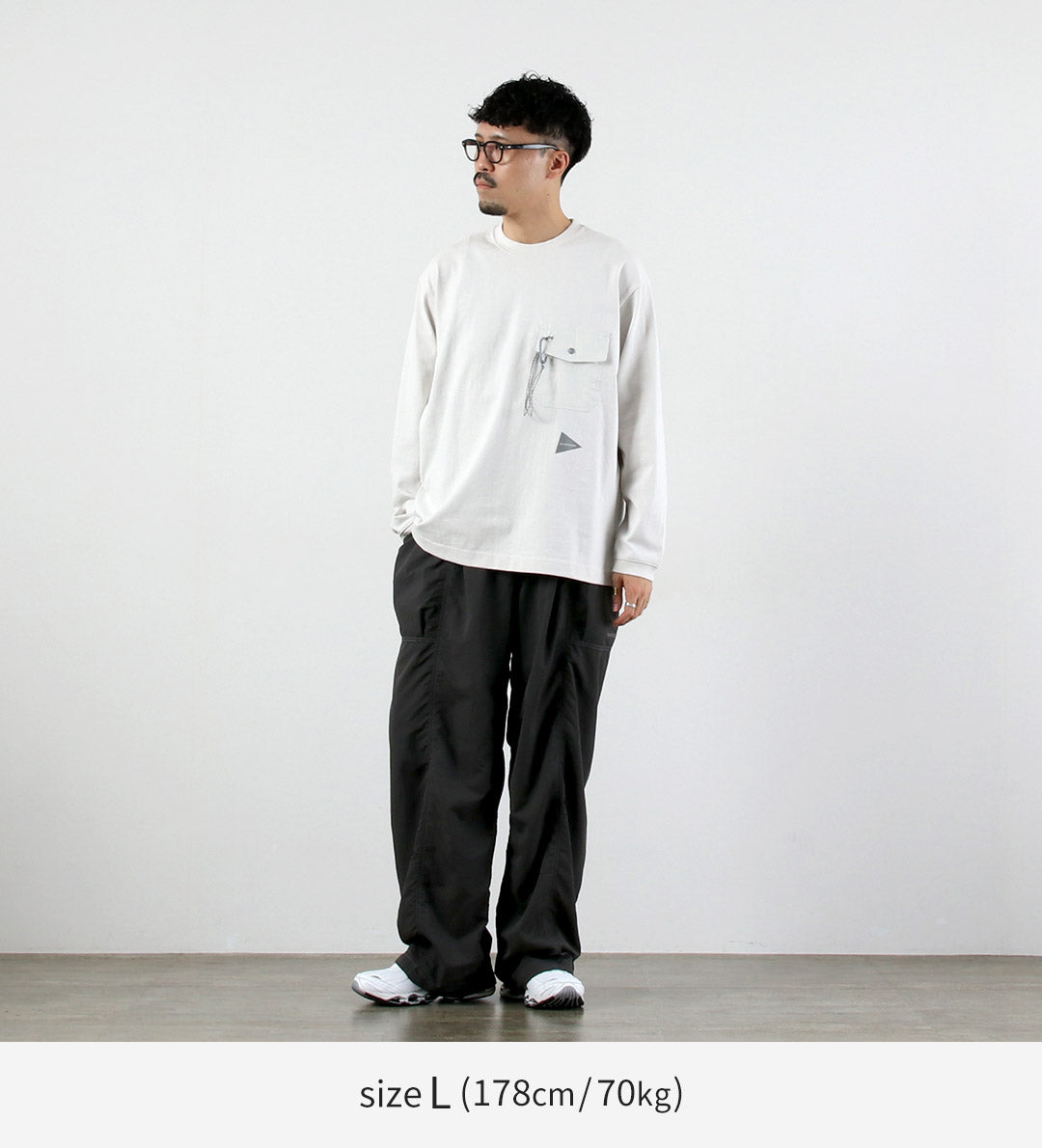 AND WANDER / Heavy Cotton Pocket Long Sleeve T-Shirt