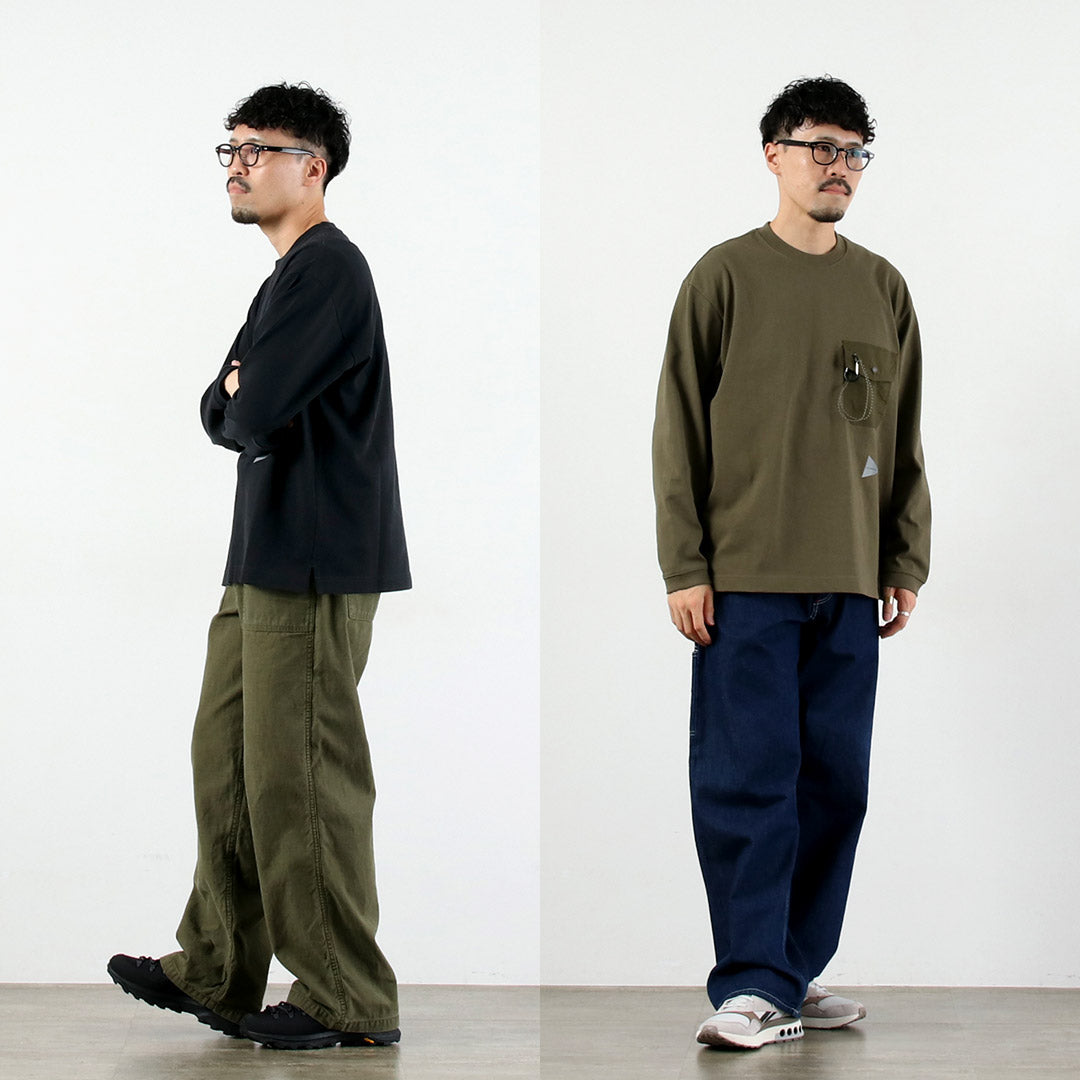 AND WANDER / Heavy Cotton Pocket Long Sleeve T-Shirt