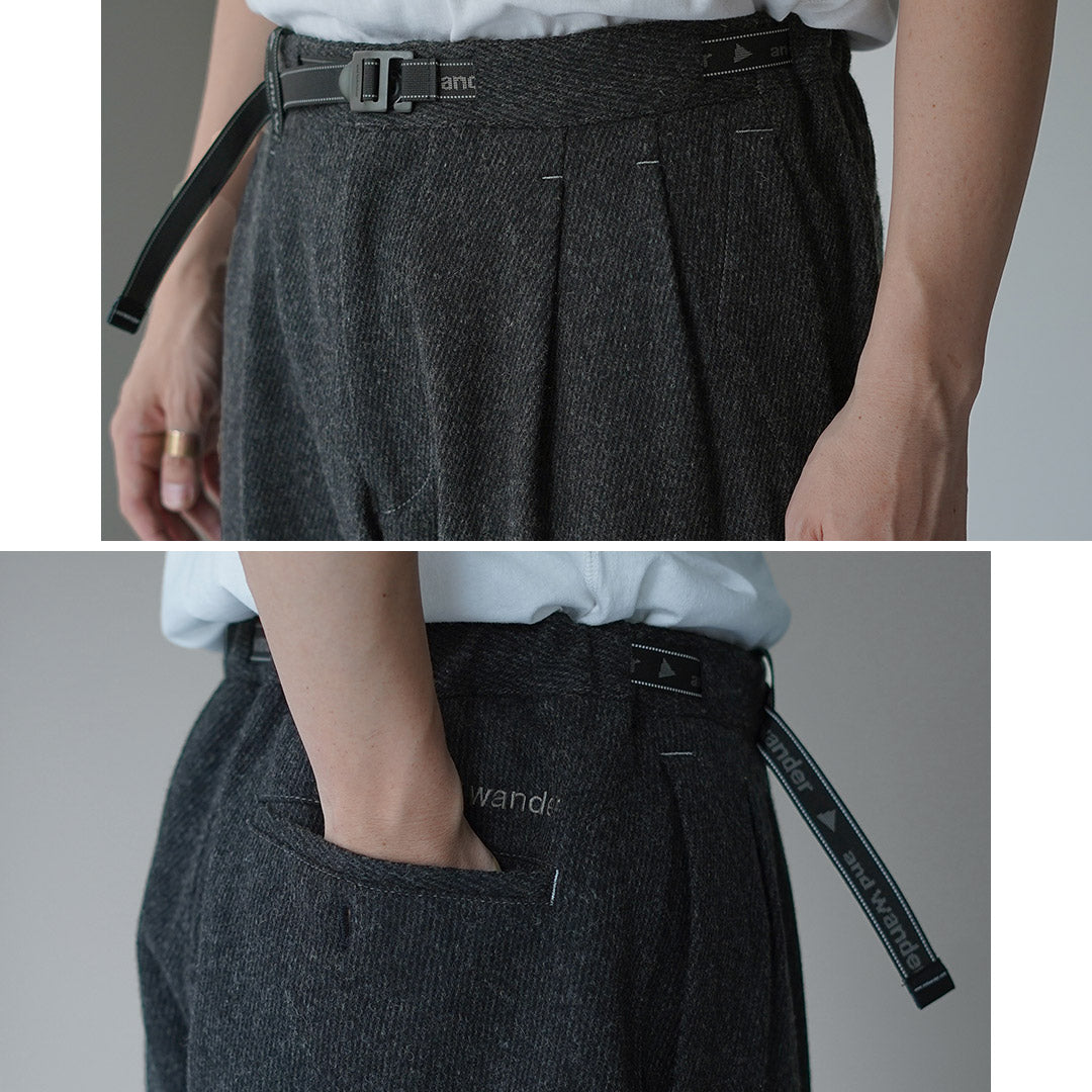 AND WANDER / REWOOL Tweed Tapered Pants