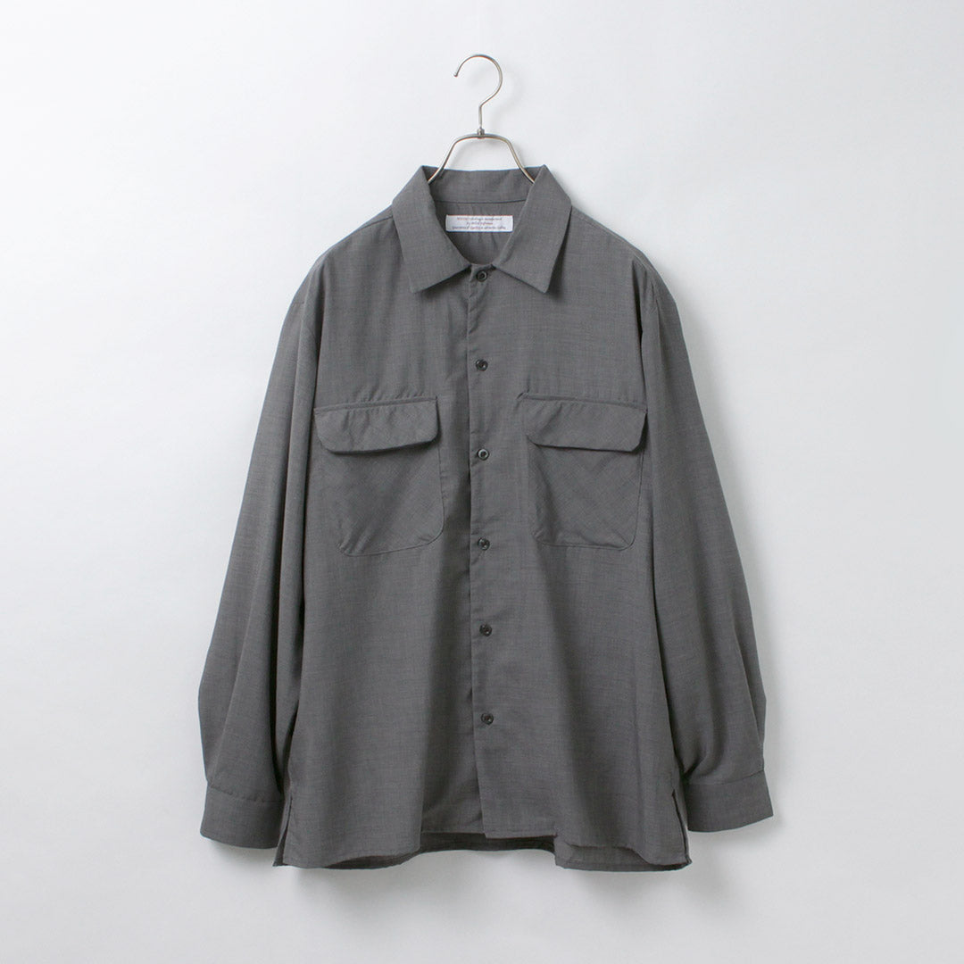 ROCOCO / Polyester Wool Voile Open Collar Shirt