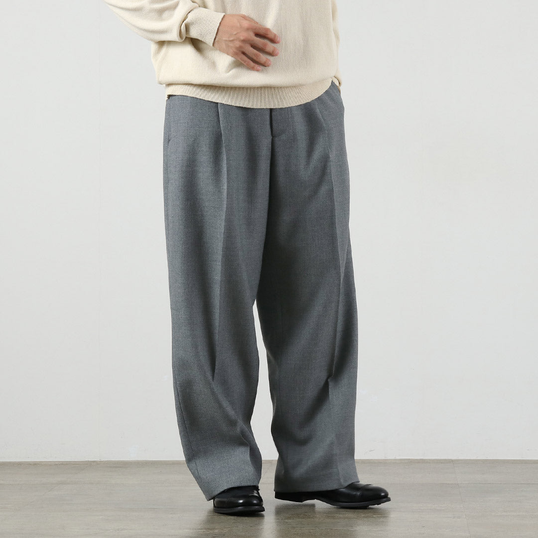 TRADITIONAL WEATHERWEAR / Union Slacks 102L Dry Wool Twill Tucked Semi-Wide Pants