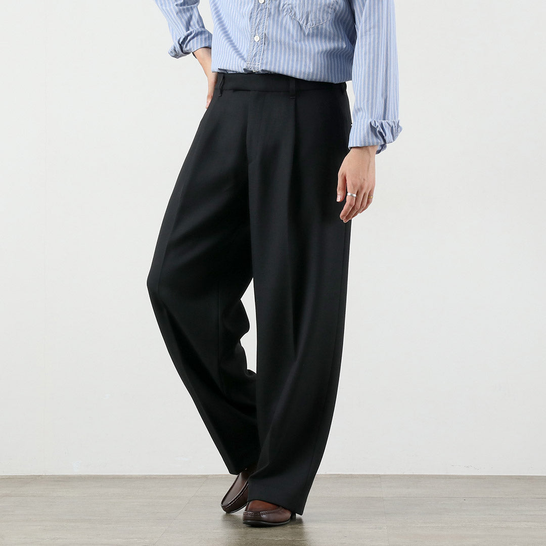 TRADITIONAL WEATHERWEAR / Union Slacks 102L Dry Wool Twill Tucked Semi-Wide Pants