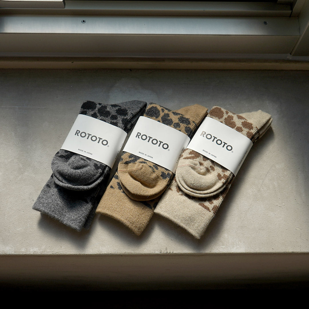 ROTOTO / 豹紋美利奴羊毛襪