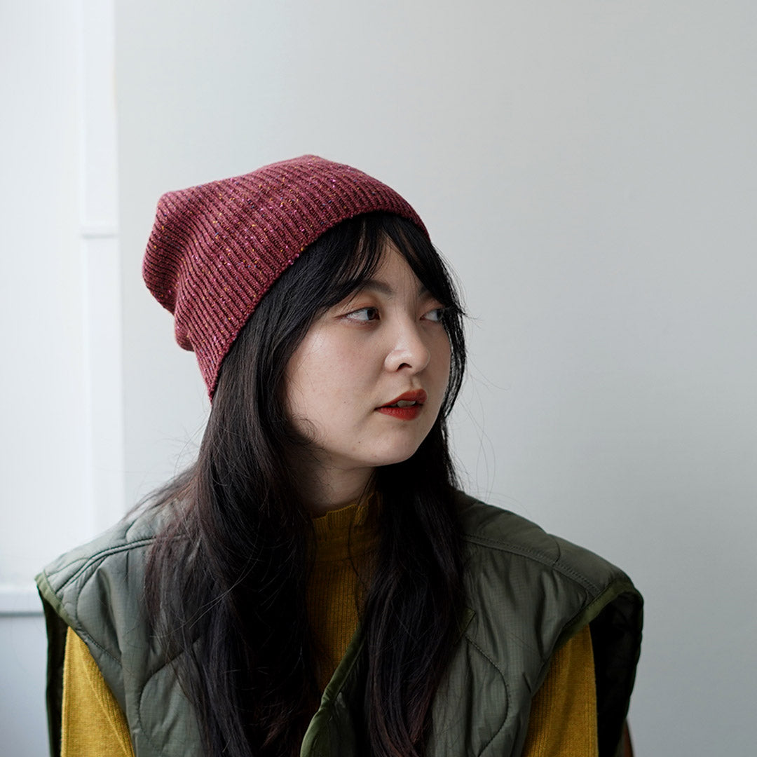 ROTOTO / 棉結羊毛無縫毛線帽