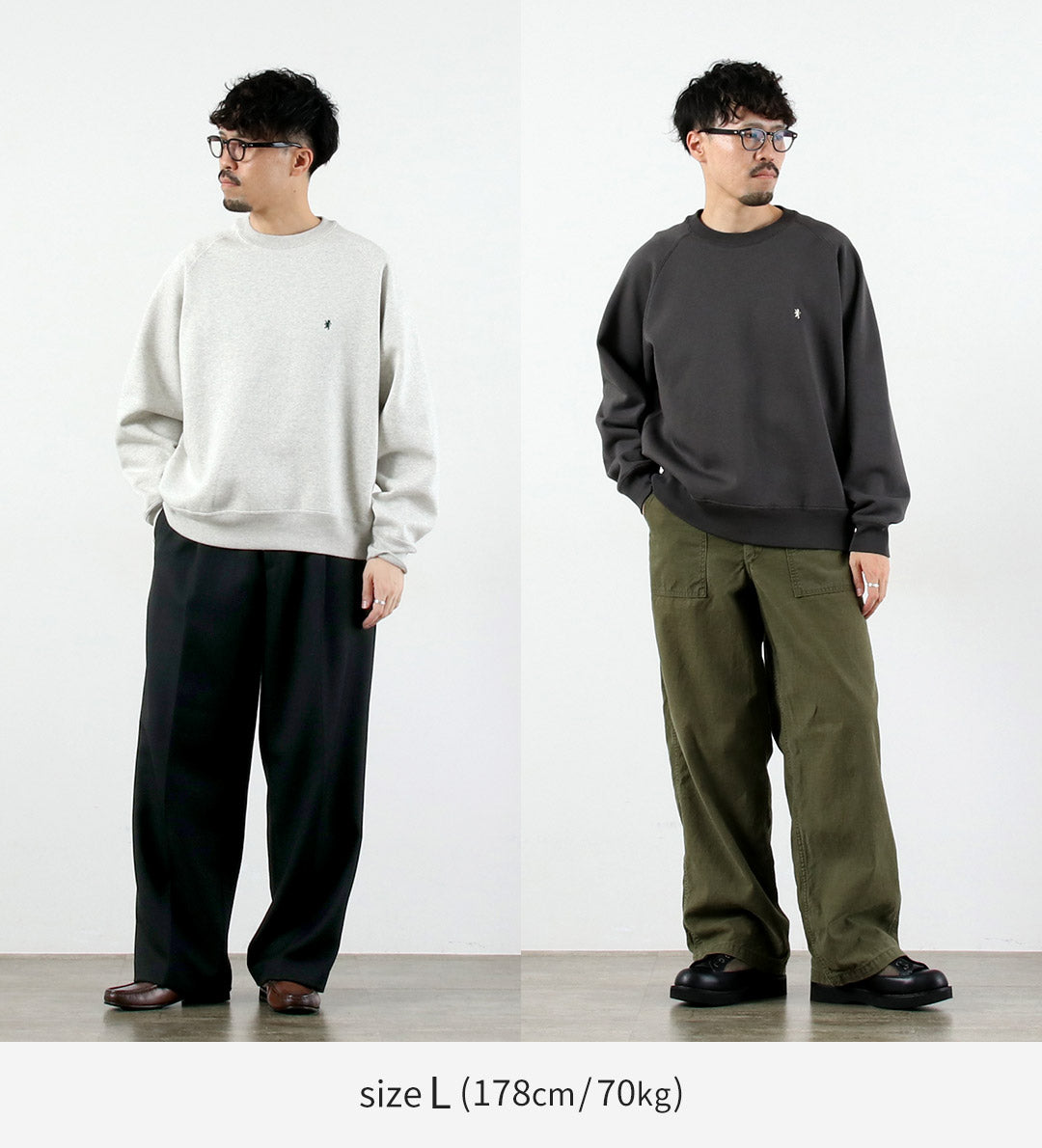 GYMPHLEX / Swing Sleeve Crew Neck Pullover Sweatshirt