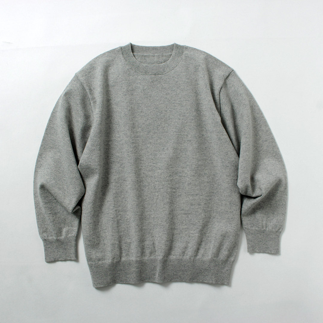 YONETOMI NEW BASIC / 硬质羊绒针织套头衫 - 上灰色