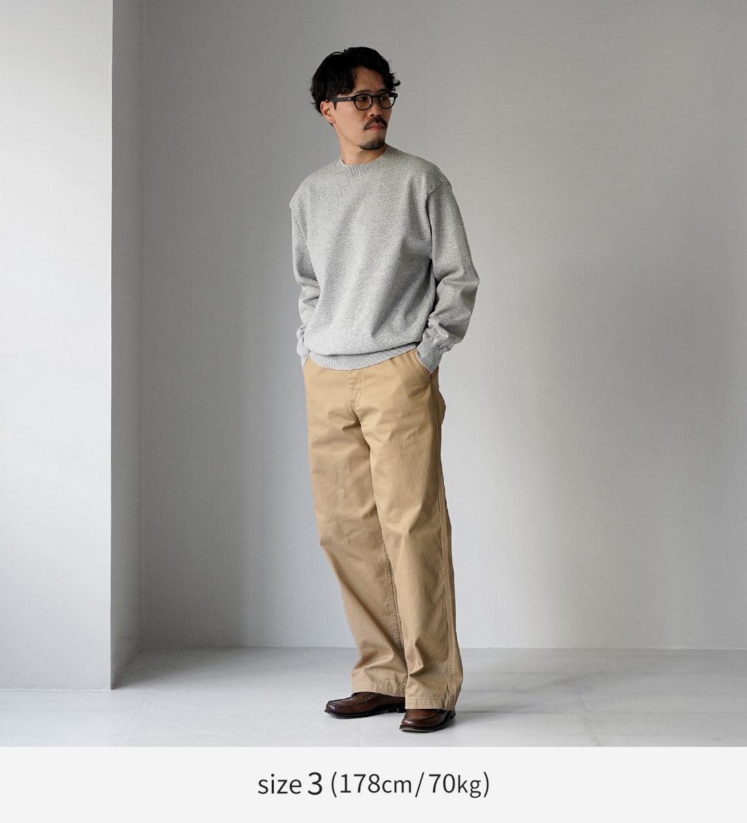 YONETOMI NEW BASIC / 硬质羊绒针织套头衫 - 上灰色