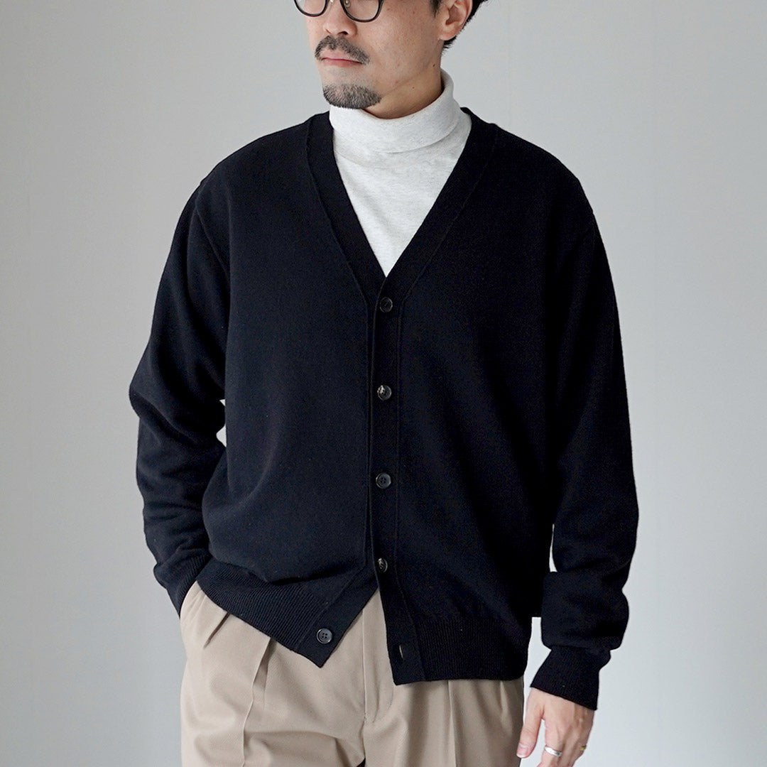 YONETOMI NEW BASIC / Rigid Cashmere Garment-Dyed Knit Cardigan