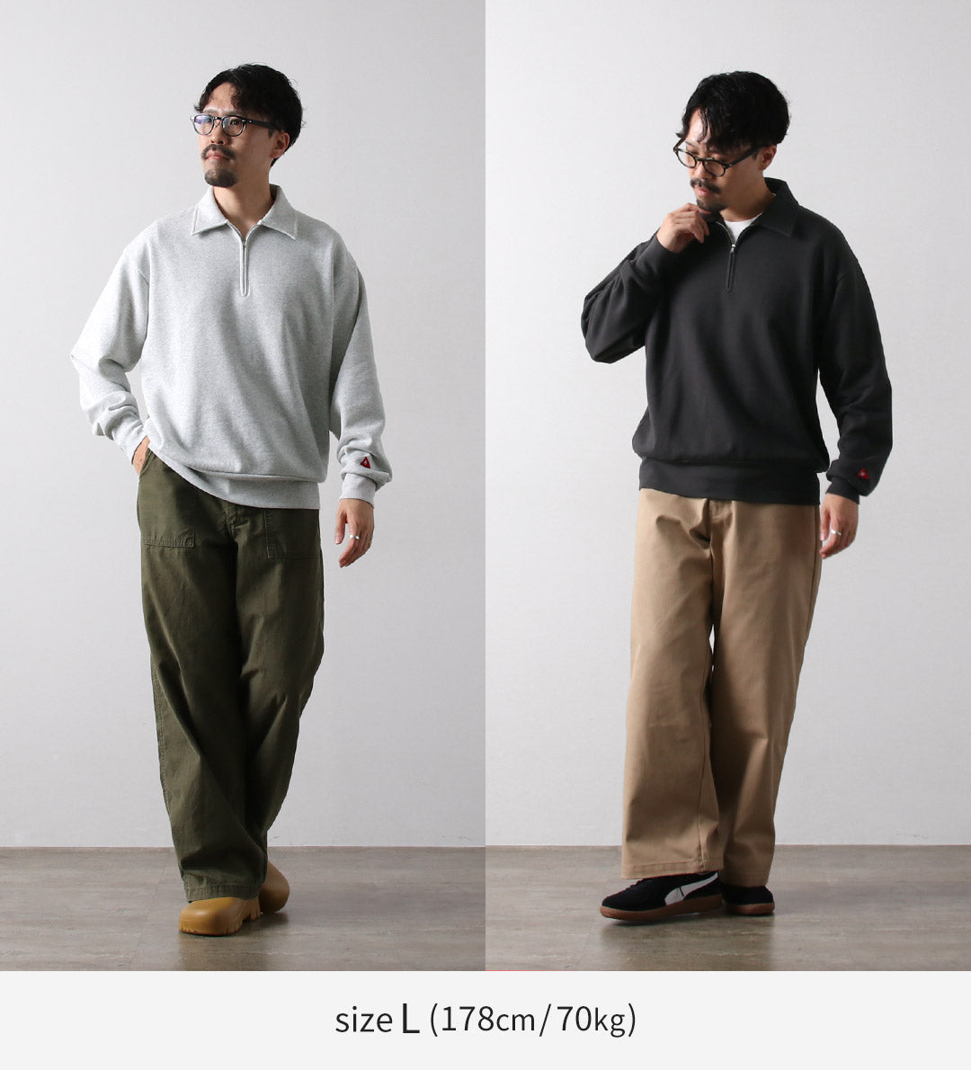 HEALTHKNIT / Colored Half Zip Classic Sweatshirt