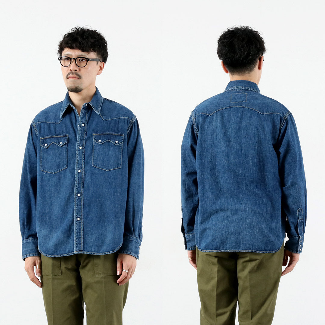 REMI RELIEF / 8.5oz Denim Western Shirt Sawtooth Flap Used Finish