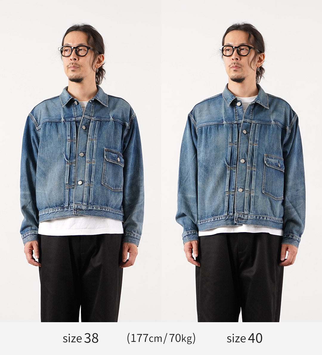 COUPES ORDINAIRES / Veste en denim lavé d'occasion 1er type 12oz Modèle 2026