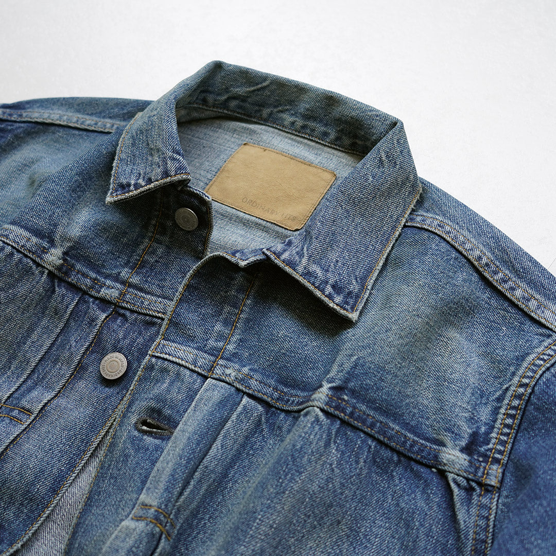 COUPES ORDINAIRES / Veste en denim lavé d'occasion 1er type 12oz Modèle 2026