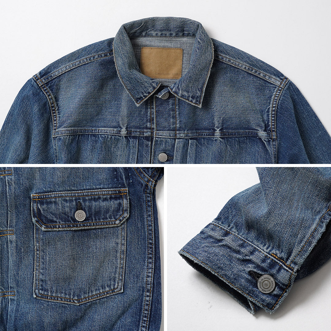 COUPES ORDINAIRES / Veste en denim lavé d'occasion 1er type 12oz Modèle 2026