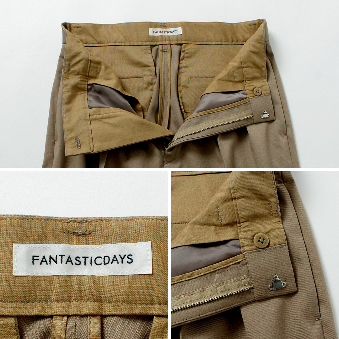FANTASTICDAYS / Polyester Wool Twill Wide 2-Pleated Slacks