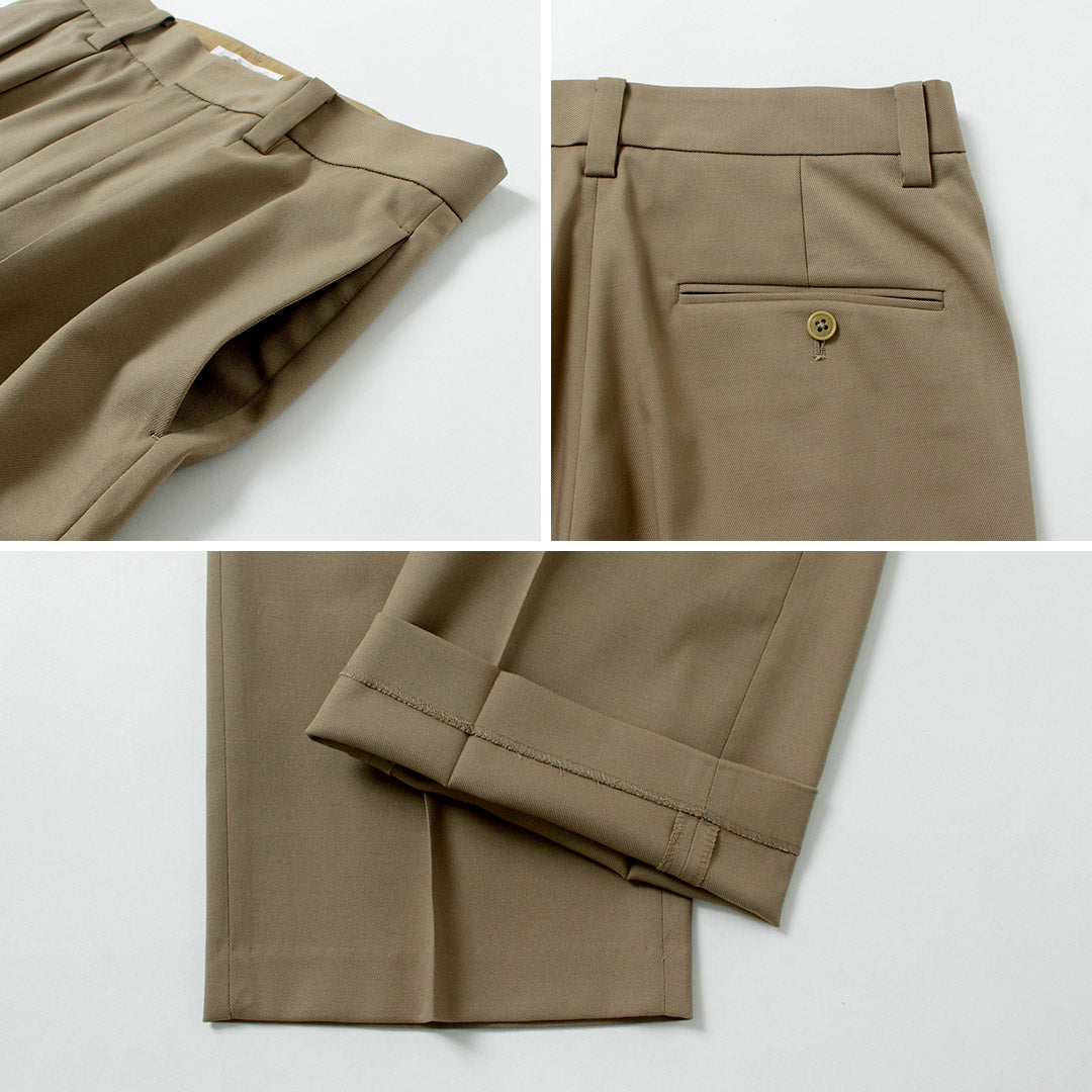 FANTASTICDAYS / Polyester Wool Twill Wide 2-Pleated Slacks