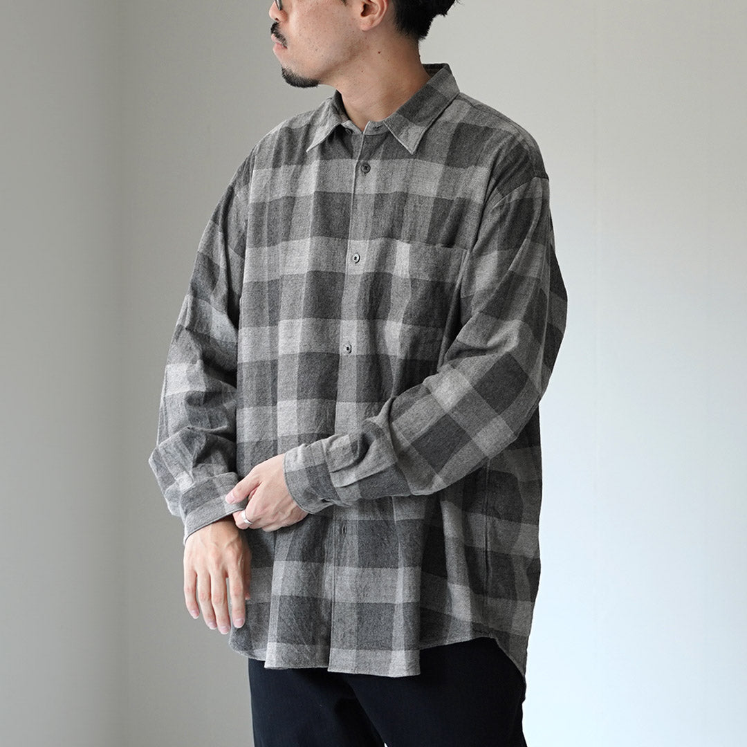FUJITO / Cotton/Yak Block Check Big Size Shirt