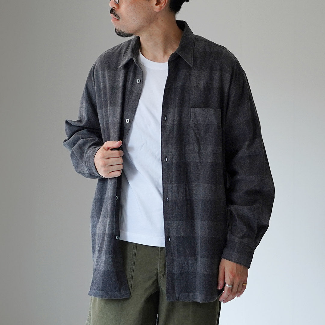 FUJITO / Cotton/Yak Block Check Big Size Shirt