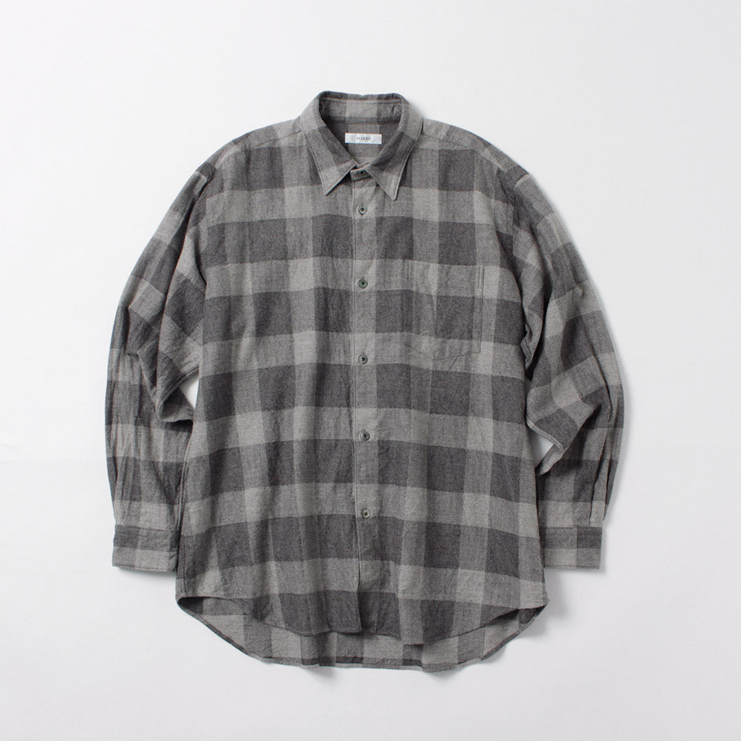 FUJITO / Cotton/Yak Block Check Big Size Shirt