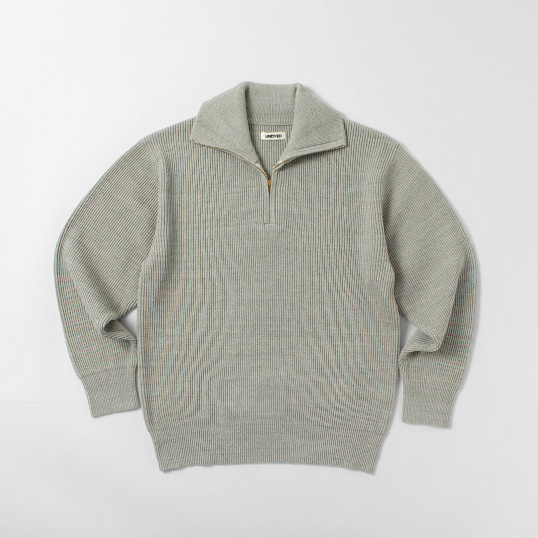 SIN TEÑIR / Punto canalé Punto con media cremallera en algodón orgánico